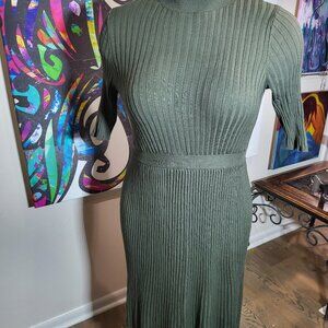 Who What Wear Olive Green Mock Neck Sweater Dress Women's Size Large